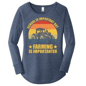 School Is Important Farming Is Importanter Women's Perfect Tri Tunic Long Sleeve Shirt