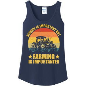 School Is Important Farming Is Importanter Ladies Essential Tank