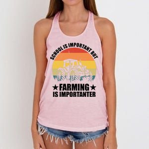 School Is Important Farming Is Importanter Women's Knotted Racerback Tank