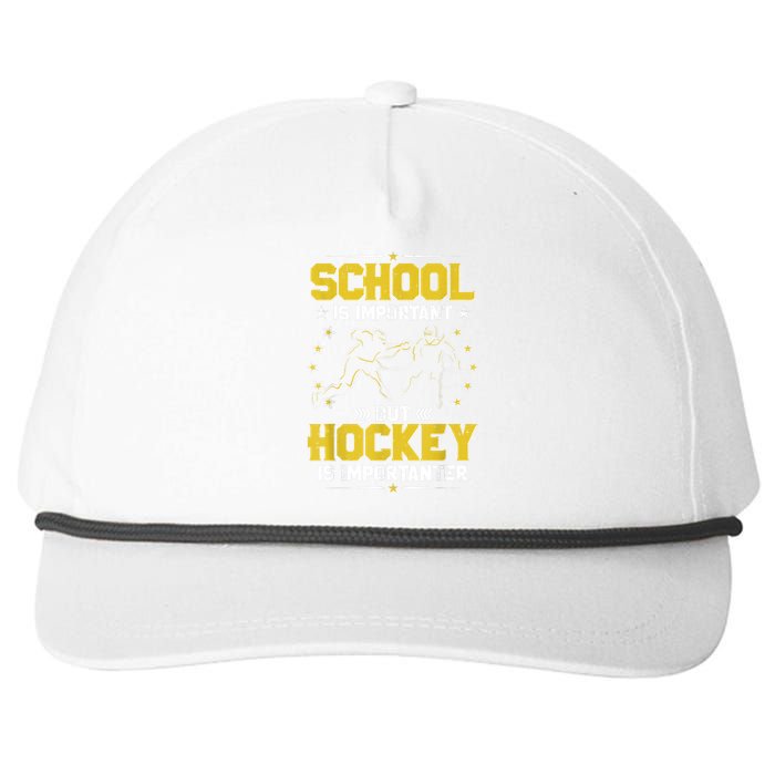 School Is Important But Hockey Is Importanter Hockey Tee Snapback Five-Panel Rope Hat