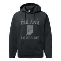 Someone In Indiana Loves Me Heart Vintage State Performance Fleece Hoodie