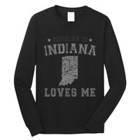 Someone In Indiana Loves Me Heart Vintage State Long Sleeve Shirt