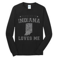 Someone In Indiana Loves Me Heart Vintage State Tall Long Sleeve T-Shirt