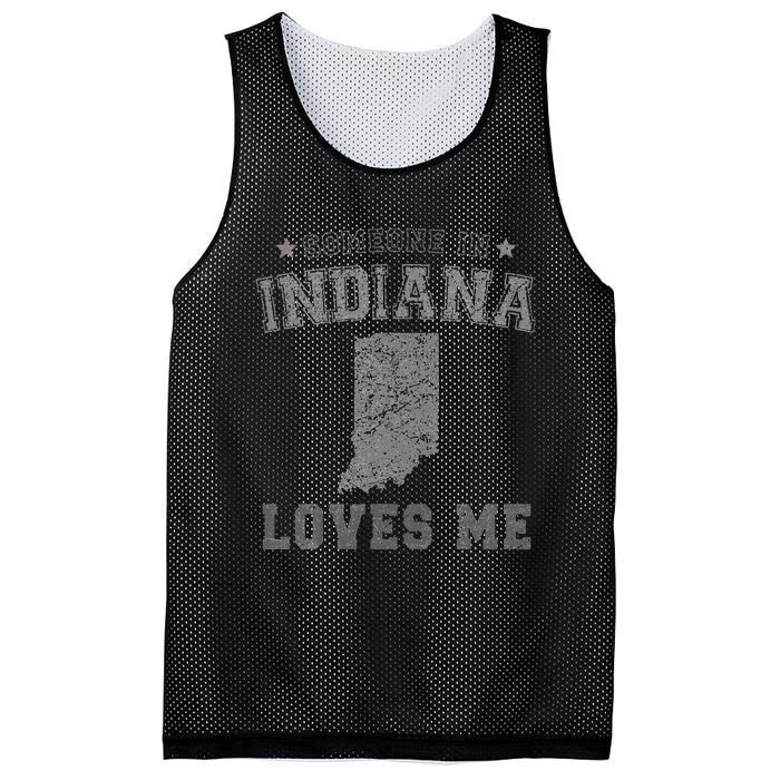 Someone In Indiana Loves Me Heart Vintage State Mesh Reversible Basketball Jersey Tank