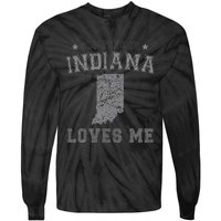 Someone In Indiana Loves Me Heart Vintage State Tie-Dye Long Sleeve Shirt