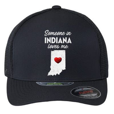 Someone In Indiana Loves Me Indiana Flexfit Unipanel Trucker Cap