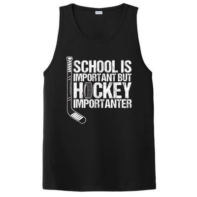 School Is Important But Hockey Is Importanter Funny Gift PosiCharge Competitor Tank