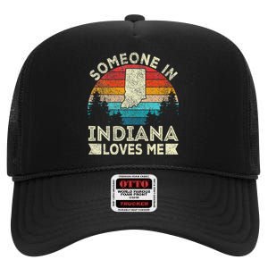 Someone In Indiana Loves Me Retro Indiana High Crown Mesh Back Trucker Hat