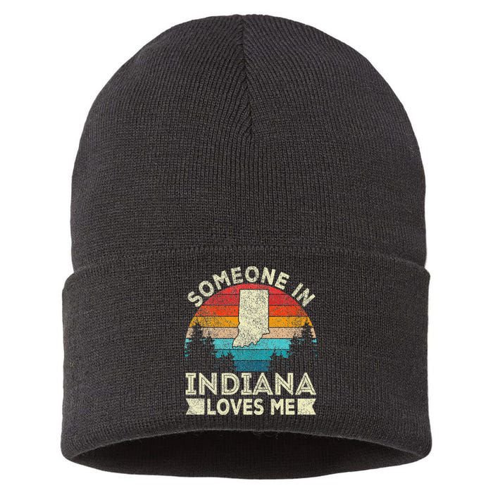 Someone In Indiana Loves Me Retro Indiana Sustainable Knit Beanie