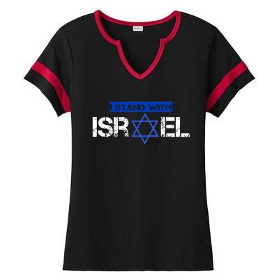 Support Israel I Stand With Israel Israeli Flag Design Ladies Halftime Notch Neck Tee