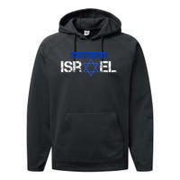 Support Israel I Stand With Israel Israeli Flag Design Performance Fleece Hoodie