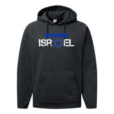 Support Israel I Stand With Israel Israeli Flag Design Performance Fleece Hoodie