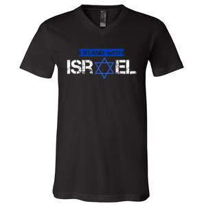 Support Israel I Stand With Israel Israeli Flag Design V-Neck T-Shirt