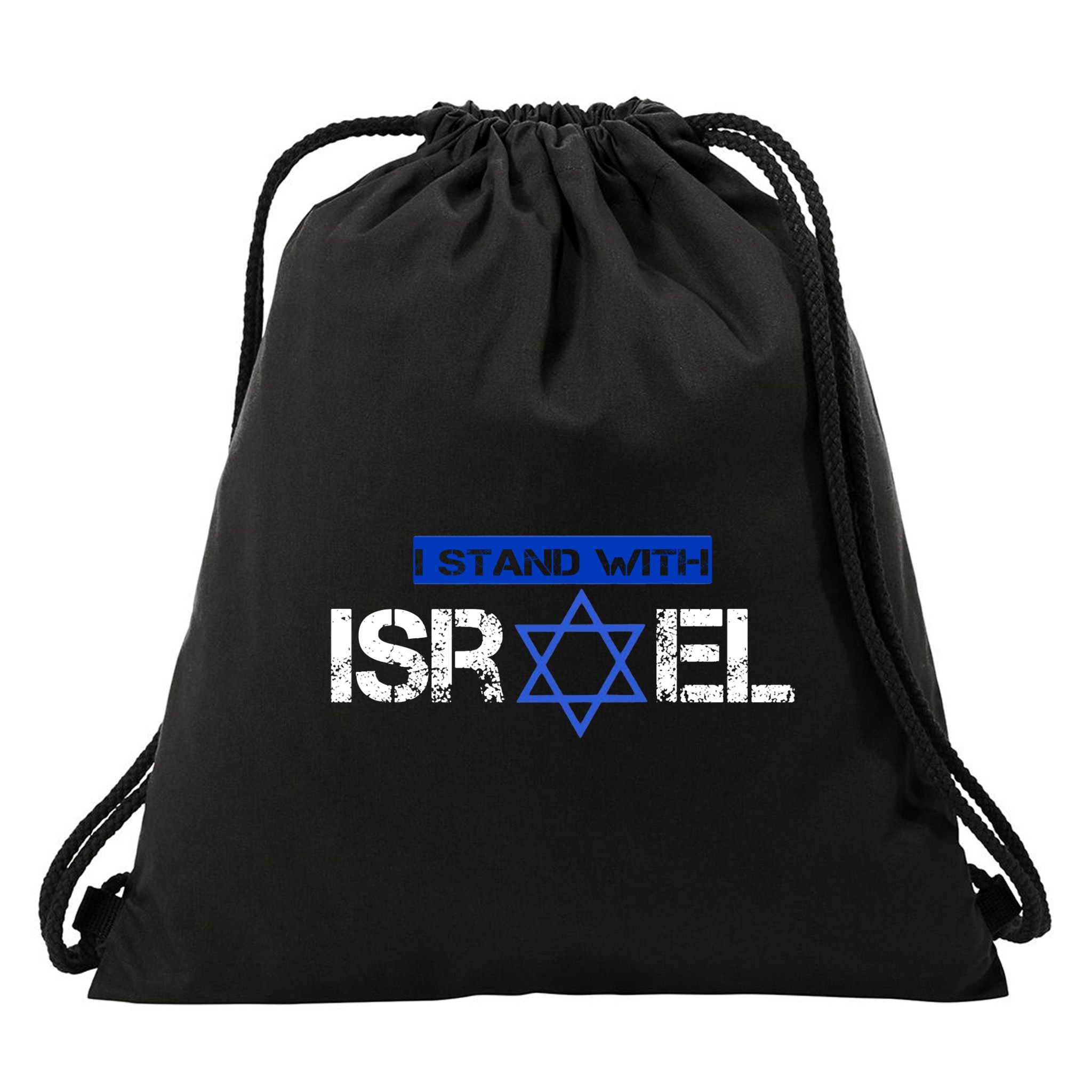 Support Israel I Stand With Israel Israeli Flag Design Drawstring Bag