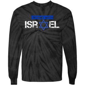 Support Israel I Stand With Israel Israeli Flag Design Tie-Dye Long Sleeve Shirt