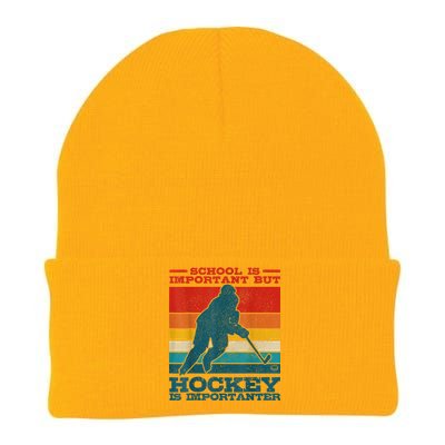 School Is Important But Hockey Is Importanter Funny Gift Knit Cap Winter Beanie