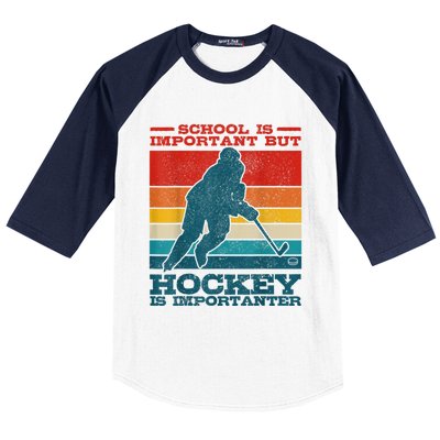 School Is Important But Hockey Is Importanter Funny Gift Baseball Sleeve Shirt