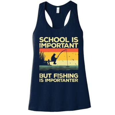 School Is Important But Fishing Is Importanter Women's Racerback Tank