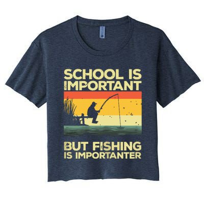 School Is Important But Fishing Is Importanter Women's Crop Top Tee