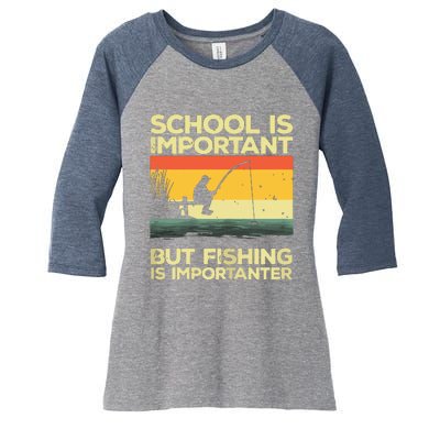 School Is Important But Fishing Is Importanter Women's Tri-Blend 3/4-Sleeve Raglan Shirt