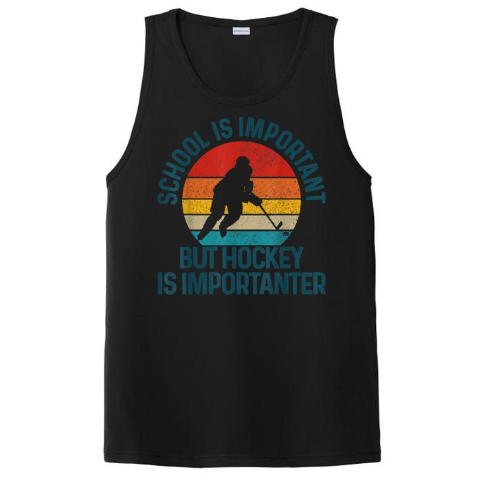 School Is Important But Hockey Is Importanter Funny Gift PosiCharge Competitor Tank