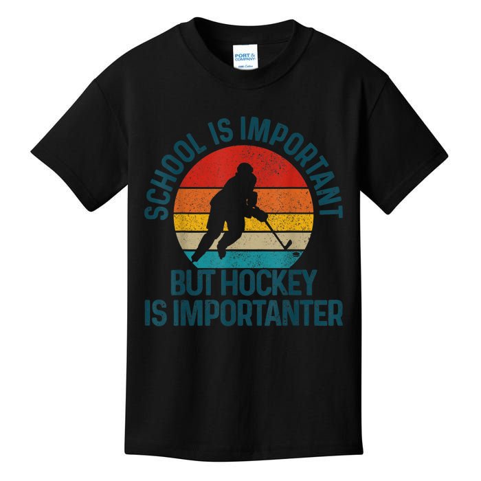 School Is Important But Hockey Is Importanter Funny Gift Kids T-Shirt