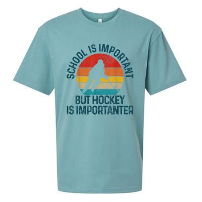 School Is Important But Hockey Is Importanter Funny Gift Sueded Cloud Jersey T-Shirt