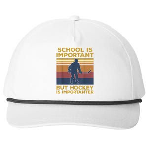 School Is Important But Hockey Is Importanter Funny Gift Snapback Five-Panel Rope Hat