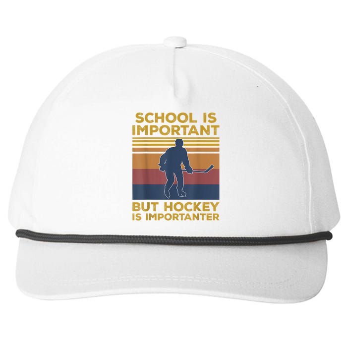 School Is Important But Hockey Is Importanter Funny Gift Snapback Five-Panel Rope Hat