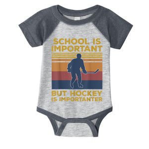 School Is Important But Hockey Is Importanter Funny Gift Infant Baby Jersey Bodysuit