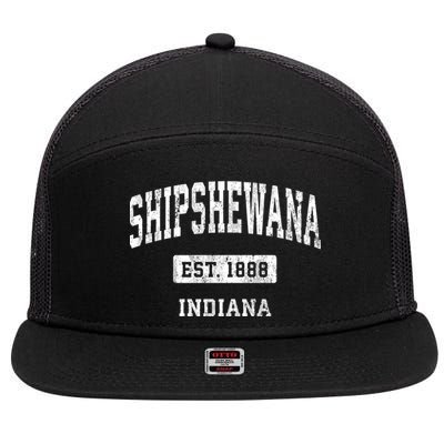 Shipshewana Indiana In Vintage Sports Established Design 7 Panel Mesh Trucker Snapback Hat