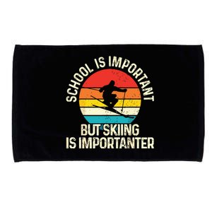 School Is Important But Skiing Is Importanter Ski Funny Gift Microfiber Hand Towel