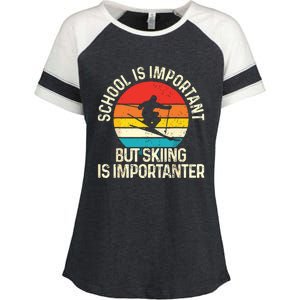 School Is Important But Skiing Is Importanter Ski Funny Gift Enza Ladies Jersey Colorblock Tee