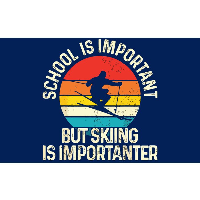 School Is Important But Skiing Is Importanter Ski Funny Gift Bumper Sticker