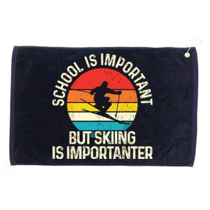 School Is Important But Skiing Is Importanter Ski Funny Gift Grommeted Golf Towel