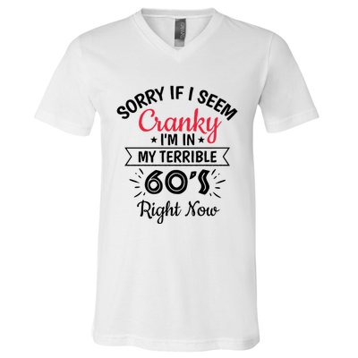 Sorry If I Am Cranky Im In My Terrible 60s Right Now V-Neck T-Shirt