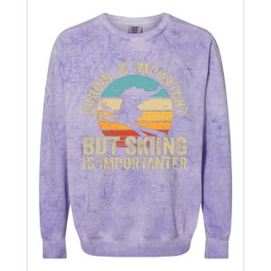 School Is Important But Skiing Is Importanter Ski Funny Gift Colorblast Crewneck Sweatshirt