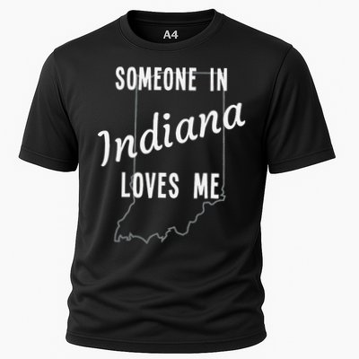 Someone In Indiana Loves Me State Map Silhouette Cooling Performance Crew T-Shirt