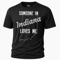 Someone In Indiana Loves Me State Map Silhouette Cooling Performance Crew T-Shirt