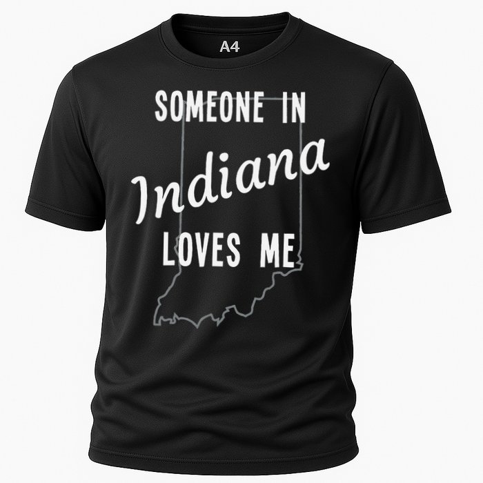 Someone In Indiana Loves Me State Map Silhouette Cooling Performance Crew T-Shirt