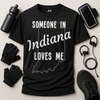 Someone In Indiana Loves Me State Map Silhouette Cooling Performance Crew T-Shirt