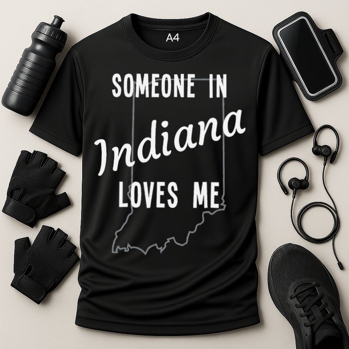 Someone In Indiana Loves Me State Map Silhouette Cooling Performance Crew T-Shirt
