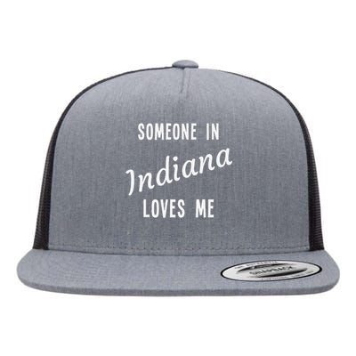 Someone In Indiana Loves Me State Map Silhouette Flat Bill Trucker Hat