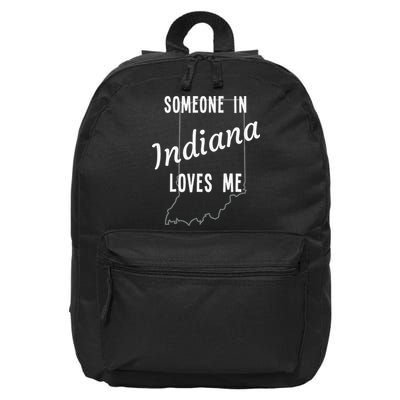 Someone In Indiana Loves Me State Map Silhouette 16 in Basic Backpack