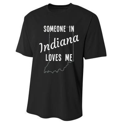 Someone In Indiana Loves Me State Map Silhouette Performance Sprint T-Shirt