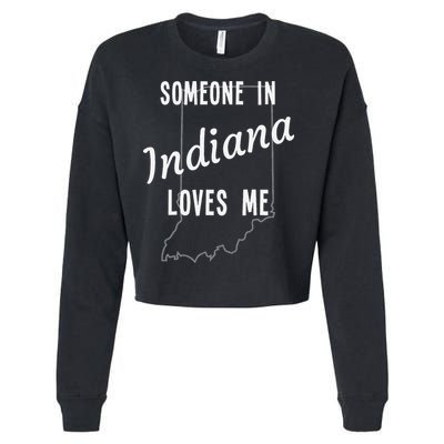 Someone In Indiana Loves Me State Map Silhouette Cropped Pullover Crew