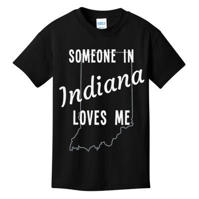 Someone In Indiana Loves Me State Map Silhouette Kids T-Shirt