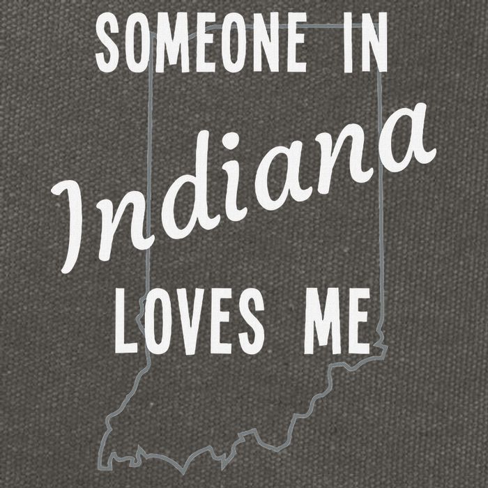 Someone In Indiana Loves Me State Map Silhouette Cotton Canvas Backpack