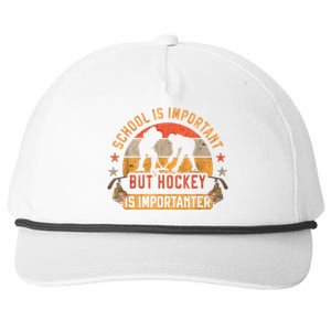 School Is Important But Hockey Is Importanter Ice Hockey Snapback Five-Panel Rope Hat