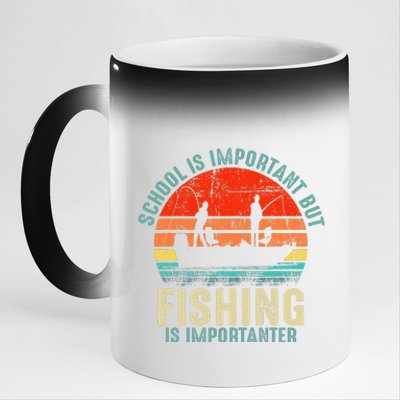 School Is Important But Fishing Is Importanter 11oz Black Color Changing Mug